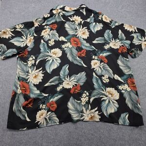 Iolani Mens  3XL Tropical Floral Short Sleeve Hawaiian Shirt  Black Floral USA
